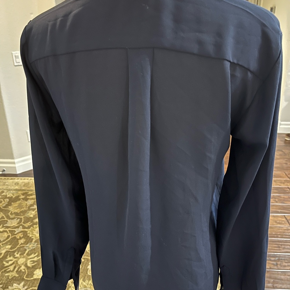 Banana Republic Navy Ruffle Front Blouse - Picture 2 of 3